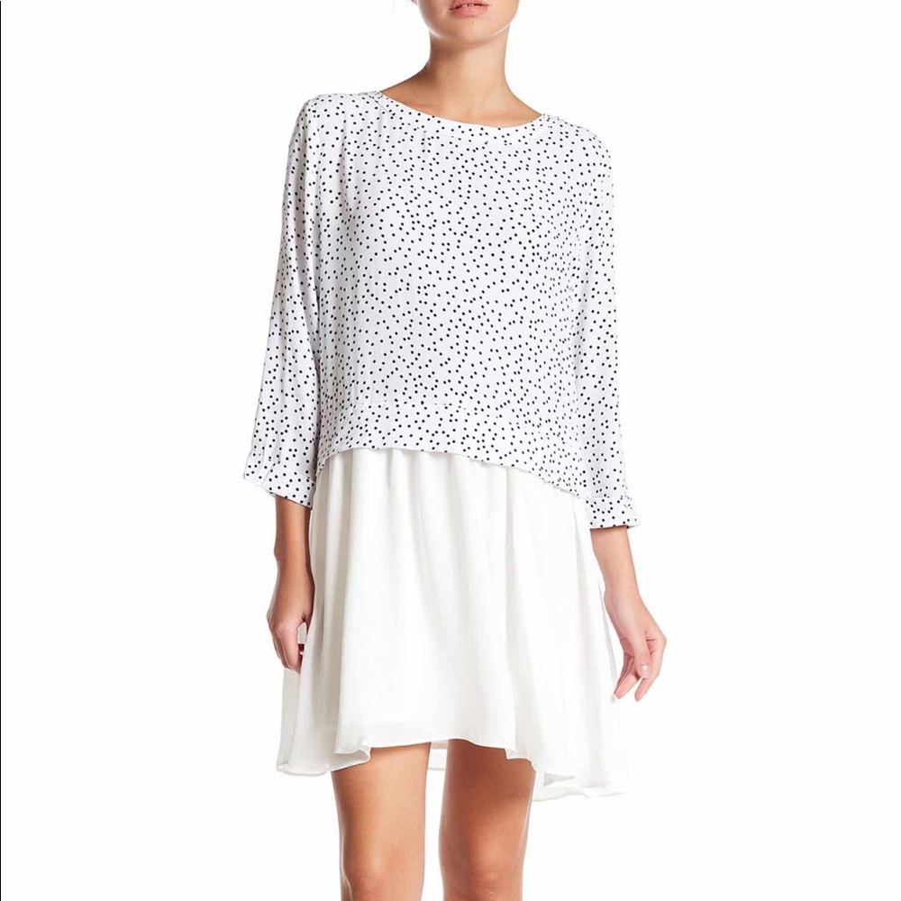 NWT FRNCH Polka Dot Long Sleeve Dress - Size Large